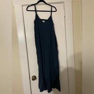 LOFT Navy blue V-neck‎ wide leg cropped Jumpsuit size medium